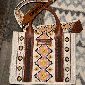 Wrangler Tan and Brown Geometric Tote
